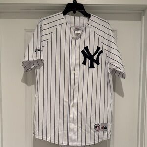 VTG MAJESTIC MLB NY YANKEES HOME PINSTRIPE BLANK JERSEY BUTTON UP SHIRT M 6400